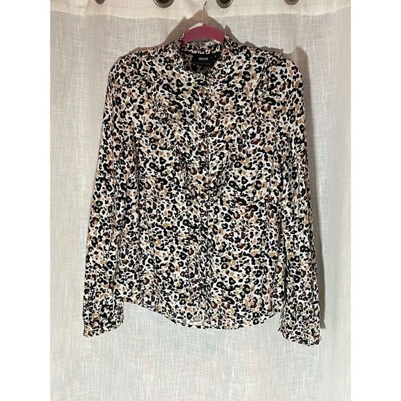 Maeve by Anthropologie Leopard Print Blouse with Ruffle Details Size 8 EUC - Picture 1 of 8